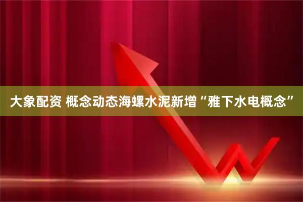 大象配资 概念动态海螺水泥新增“雅下水电概念”